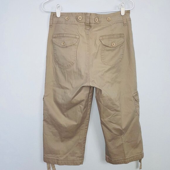 Vintage Y2K Womens 12 Capri Cargo Pants Beige Khaki Straight Leg - Picture 8 of 11